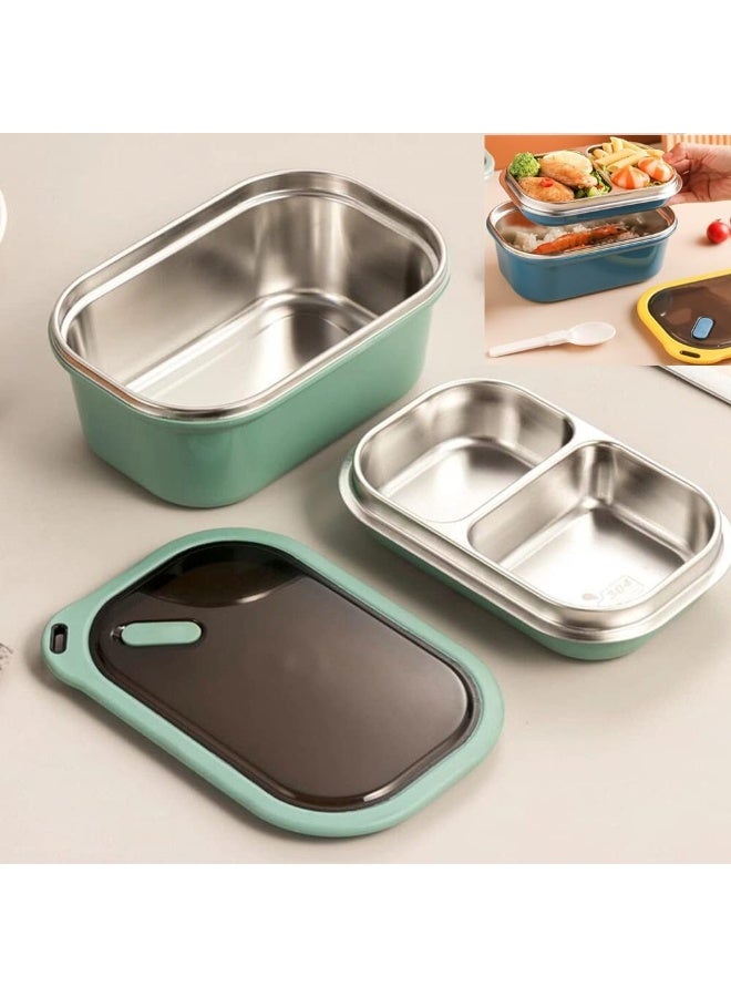 CLENEA Stainless Steel Bento Box, 1200ml Large Compartment Metal Lunch Containers for Adults, Bento Box Lunch Boxes for Men, Lunch Boxes Container, Sealed Lunch Box, Green - Image 3